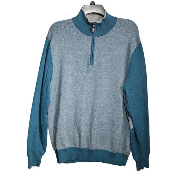 Joseph Mens Pullover Cotton And Cashmere Blend Sweater Elbow Patches Blue Gray L - Picture 11 of 11